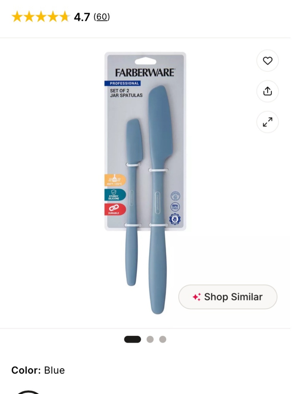 Kitchen spatulas on retail card